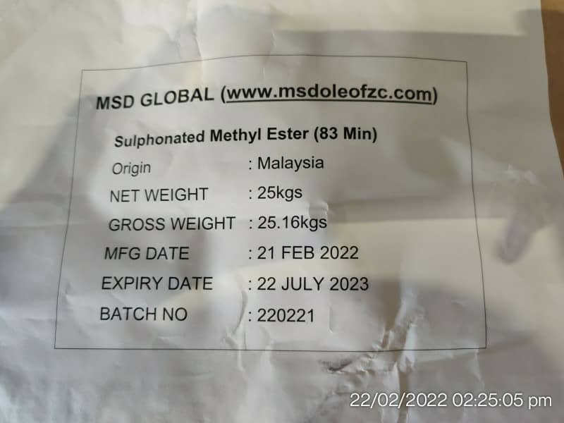 Sulphonated Methyl Esters - High Purity Off White Powder, 78% Active Matter | Soap & Detergent Applications, Cas No: 93348222, Zeolite Content 8-12%, Bulk Density 0.5-0.8 Kg/l, Ph 4.5-7.0