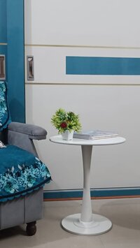 Round Dining Table, Suitable For Kitchen, Bar And Patio, Made Of Carbon Steel White(size: 60 Cm) - Application: Industrial