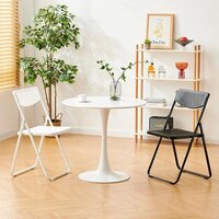 Round Dining Table, Suitable for Kitchen, Bar and Patio, Made of Carbon Steel White(Size: 60 cm)