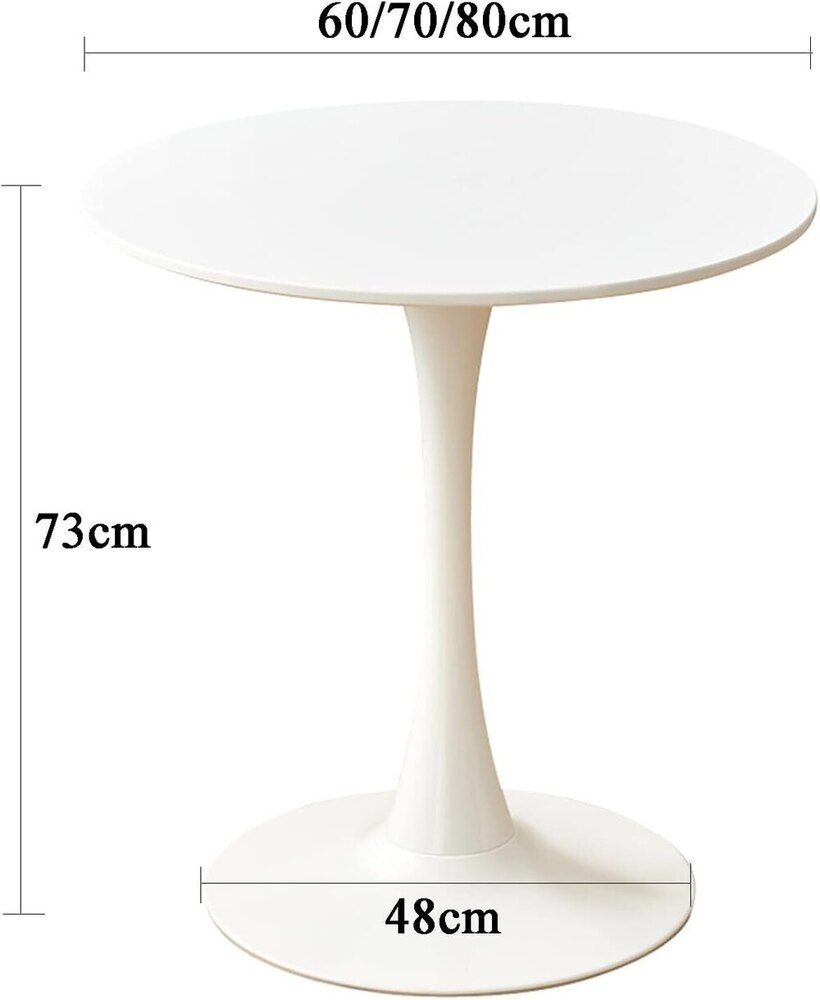 Round Dining Table, Suitable for Kitchen, Bar and Patio, Made of Carbon Steel White(Size: 60 cm)