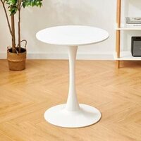 Round Dining Table, Suitable for Kitchen, Bar and Patio, Made of Carbon Steel White(Size: 60 cm)