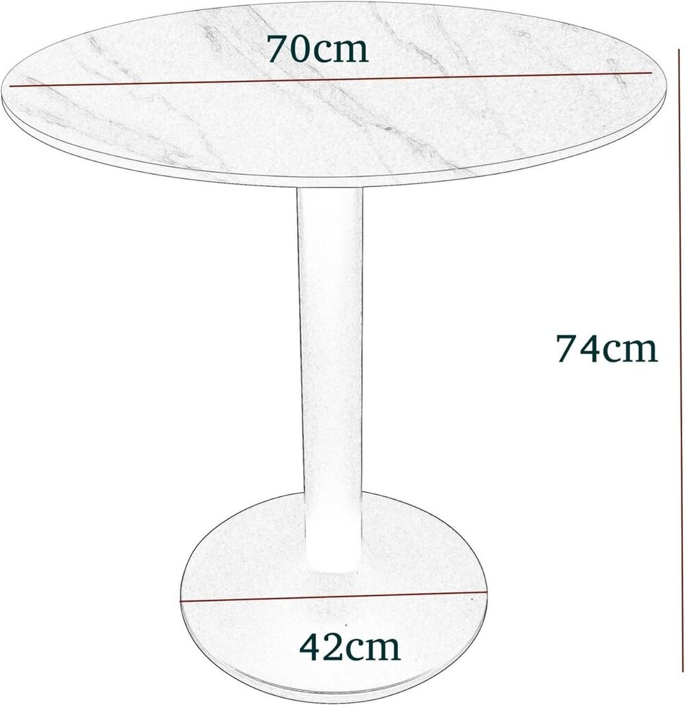 Modern Round Side Table End Accent Table Couch Table Marble Finish Table Top Black Metal Frame - Application: Industrial