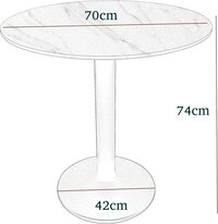 Modern Round Side Table End Accent Table Couch Table Marble Finish Table Top Black Metal Frame