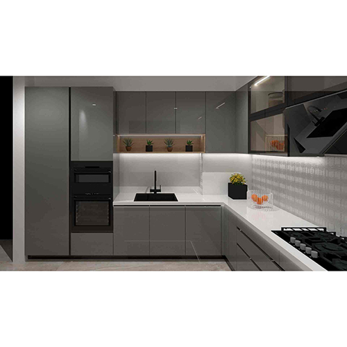 L Shape Modular Kitchen - Color: As Per Availability