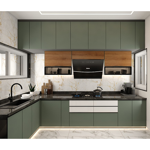 L Shape Kitchen Design With Customised Furniture