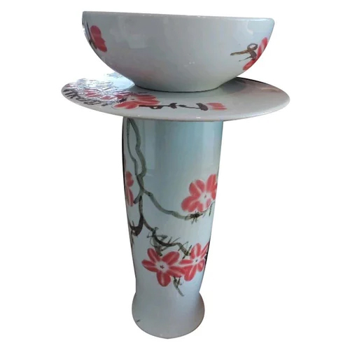 Glossy Ceramic Pedestal Wash Basin