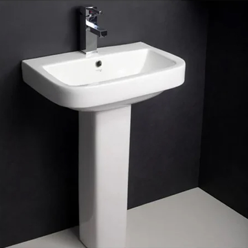 Ceramic Pedestal Wash Basin - Color: White