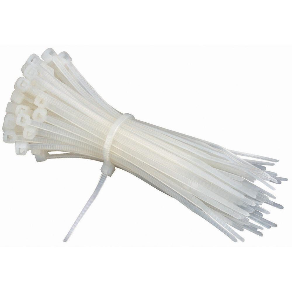 Cable Tie - PVC Material, Standard Size, White Color | Heavy Duty Strong Zip Wire Fastener Organizer Tie (1 Packet)