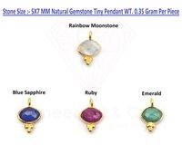Natural Faceted Marquise Shape Gemstone With 18k Gold Plated Handmade 3 Dot Bezel Pendant