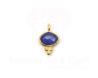 Natural Faceted Marquise Shape Gemstone With 18K Gold Plated Handmade 3 Dot Bezel Pendant