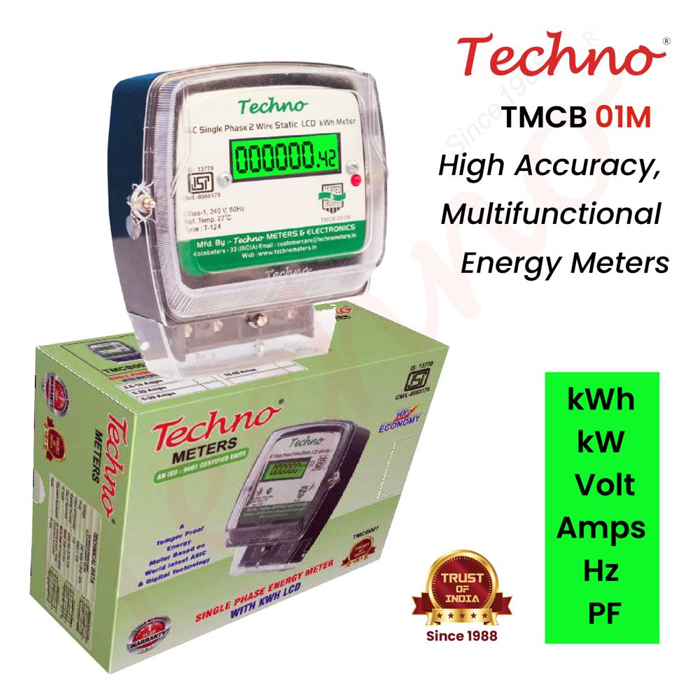 Single Phase Energy Meter - Plastic Material, Digital Display, Black Color | Electric Powered, Designed For Industrial Usage
