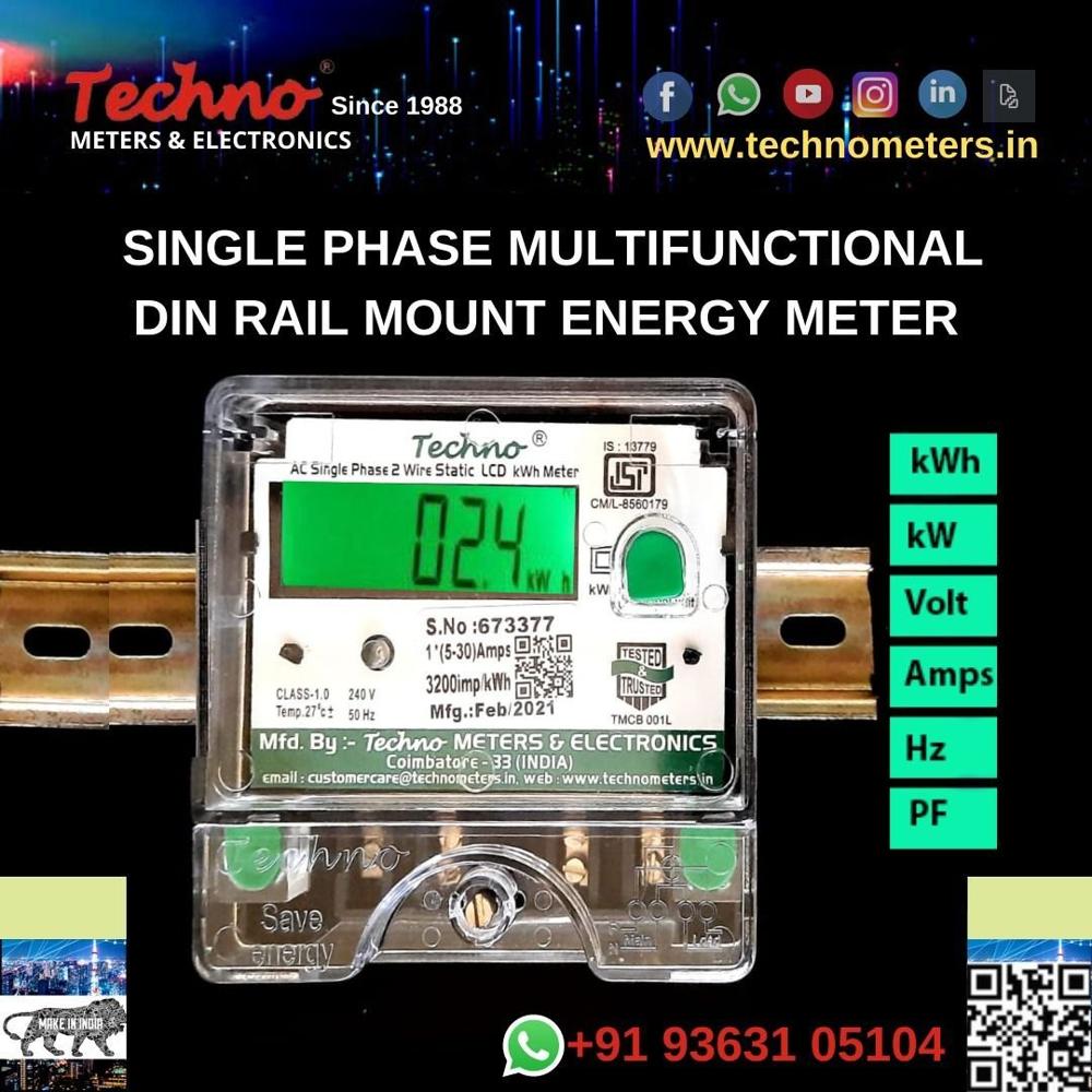 Techno Single Phase Din Rail kWh Meter