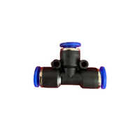 Pneumatic Tee - Pu Material, 6mm Size, Black Color | Nickel Plated Surface Finishing For Reliable Pneumatic Connections