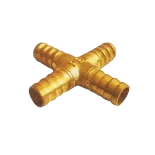 Brass Cross Joint Nipple - Color: Golden