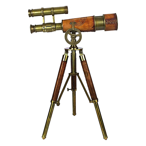 Antique Finish Adjustable Brown Wooden Stand Floor Standing Tripod - Magnification: 64 X Lens