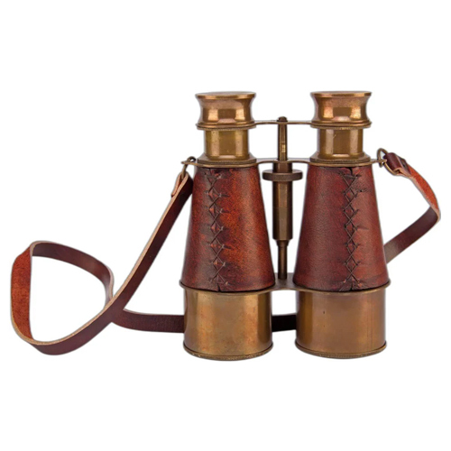 Antique Brass Victorian Marine1915  Binocular With Leather Cover - Color: Brown