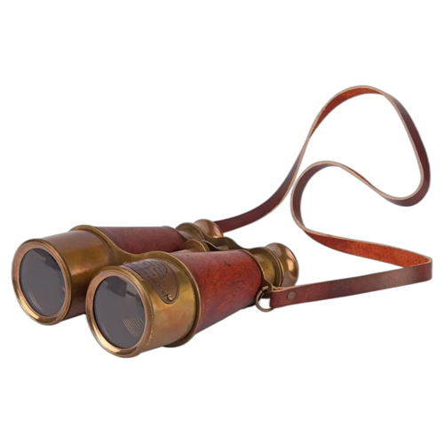 Antique Brass Victorian Marine1915  Binocular With Leather Cover - Color: Brown