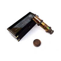 Antique Brass Nautical Telescope - 16 Inch, 64x Magnification With 52mm Coating, Elegant Glass Wooden Box Included