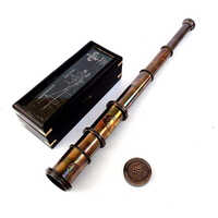 16 Inch Antique Brass Nautical Telescope with Glass Wooden Box