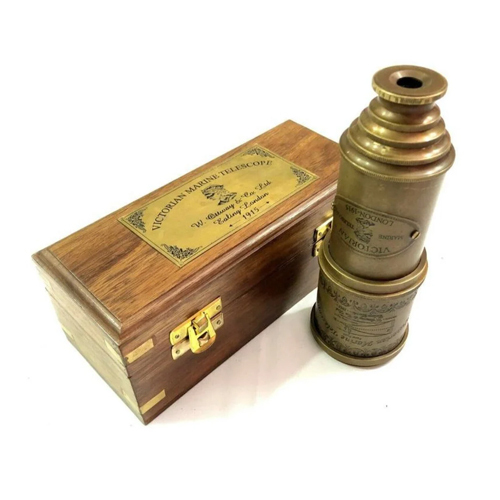Vintage Brass Telescope Antique 20 Inch Hand Extending Naval Victorian Pirate Telescope - Color: Golden