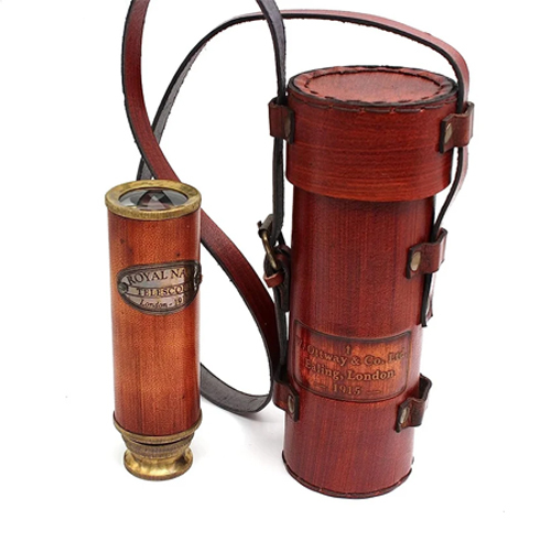 Red Brass Maritime Vintage Telescope - Magnification: 64 X Lens