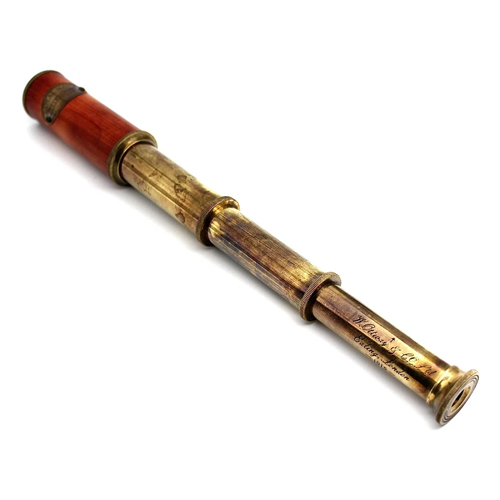 Red Brass Maritime Vintage Telescope - Magnification: 64 X Lens