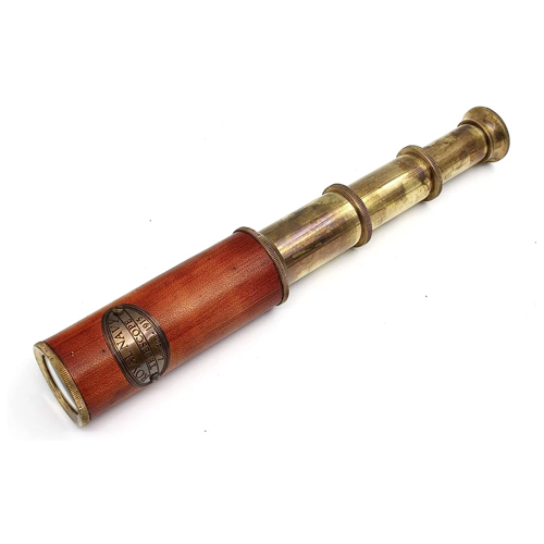 Red Brass Maritime Vintage Telescope - Magnification: 64 X Lens
