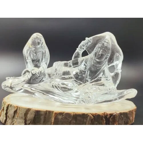 Crafted with Precision and Devotion Sphatik Vishnu and Laxmi Statue