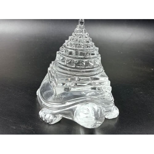 Skillfully Carved Transparent Sphatik Kachua Meru Shree Yantra (Crystal Shree Yantra)