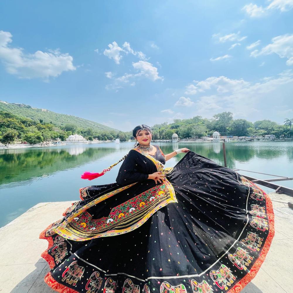 Digital Print Muslin Cotton Lehenga Choli - Color: Multi Color