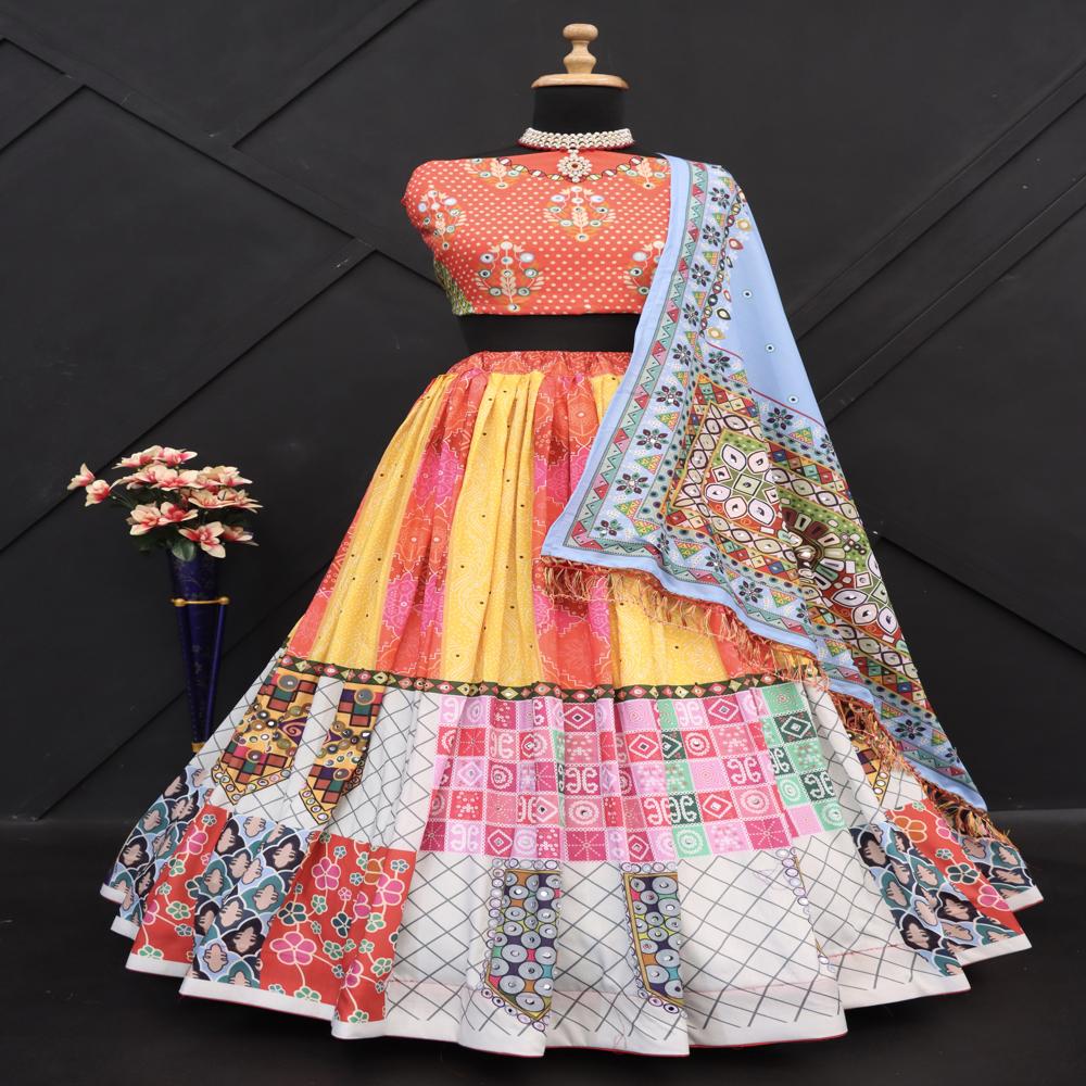 Digital Print Muslin Cotton Lehenga Choli