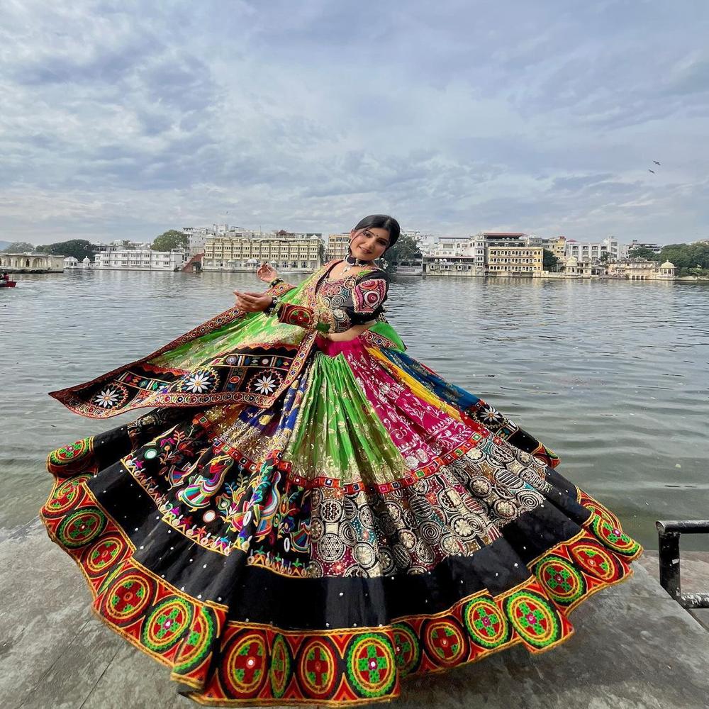 Digital Print Muslin Cotton Lehenga Choli - Color: Multi Color