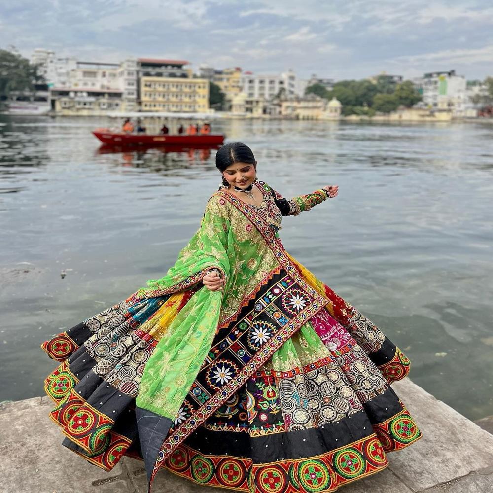 Digital Print Muslin Cotton Lehenga Choli - Color: Multi Color