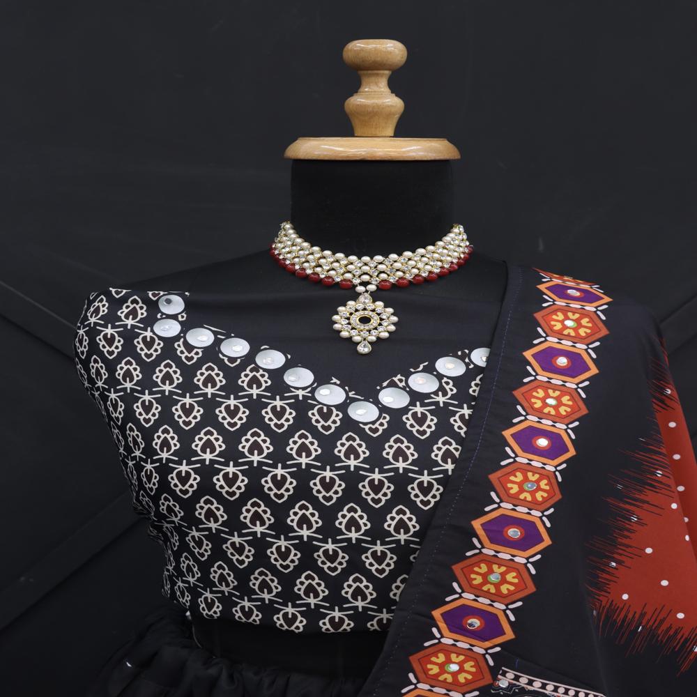 Digital Print Muslin Cotton Lehenga Choli - Color: Multi Color