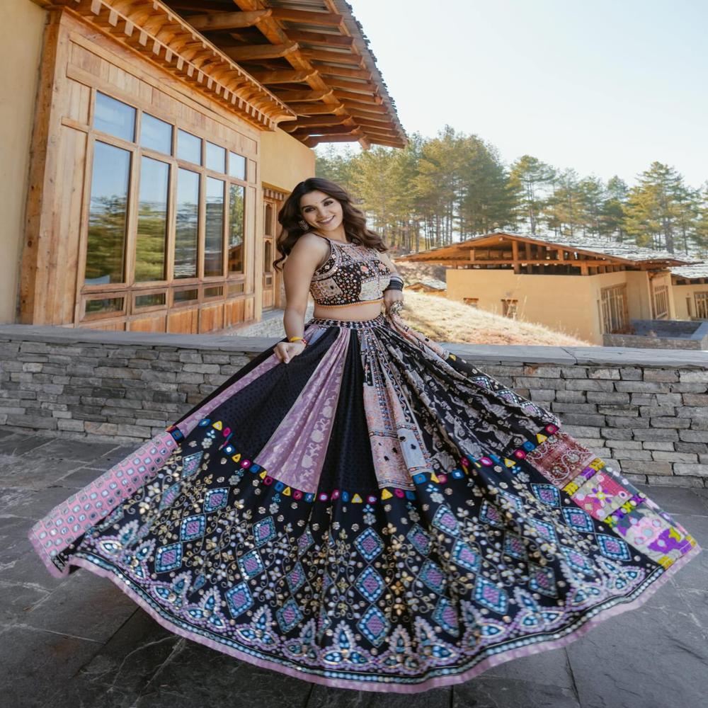 Digital Print Muslin Cotton Lehenga Choli - Color: Multi Color