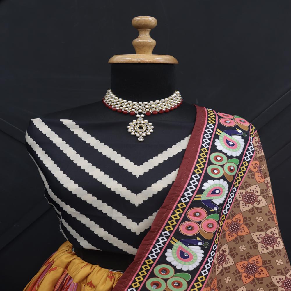 Digital Print Muslin Cotton Lehenga Choli