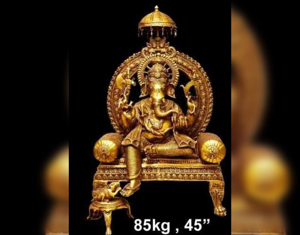 Lord Ganesh Brass Statue - Color: Golden