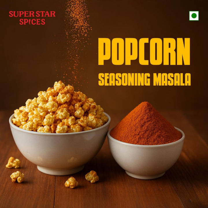 Popcorn Seasoning Masala - Food Grade Yellow Powder, Blended for Perfect Flavor | Sprinkle on Popcorn, 4 Months Shelf Life