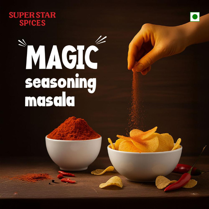 Magic Seasoning Masala - Food Grade Powder | Raddish Colored, Expertly Blended for Fryums, Snacks, and Puffs, 4 Months Shelf Life