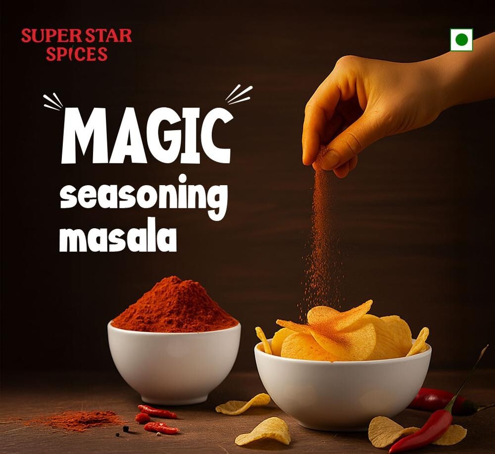 Magic Seasoning Masala - Food Grade Powder | Raddish Colored, Expertly Blended for Fryums, Snacks, and Puffs, 4 Months Shelf Life