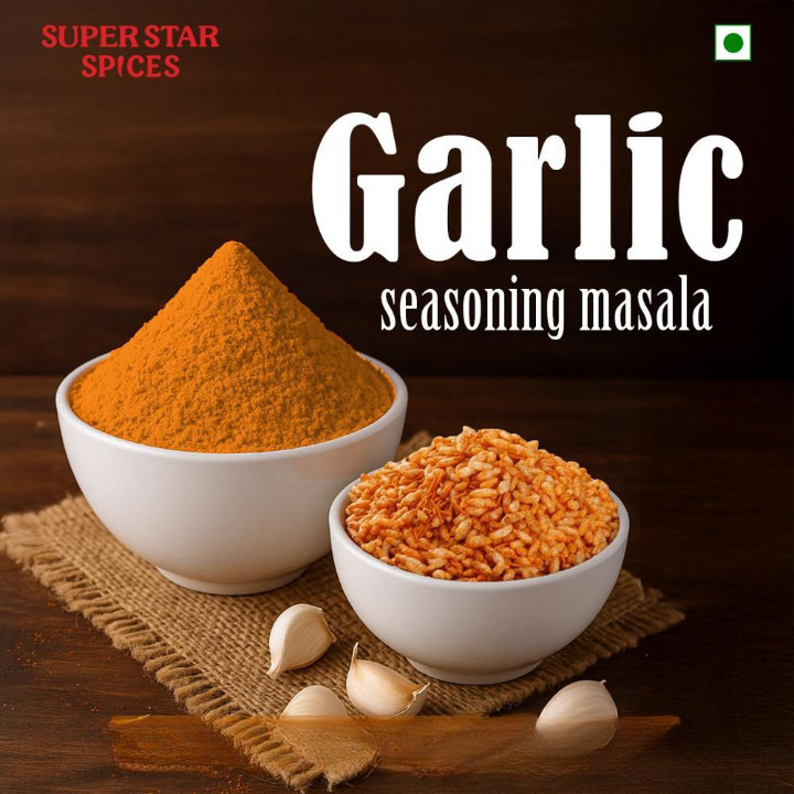 Garlic Seasoning Masala - Food Grade Powder Vibrant Red Color Flavors Namkeen Fryums & Snacks | Shelf Life: 4 Months Room Temperature Storage