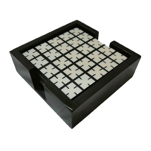 Mdf With Resin Black And White Coaster Set - Design: Modern