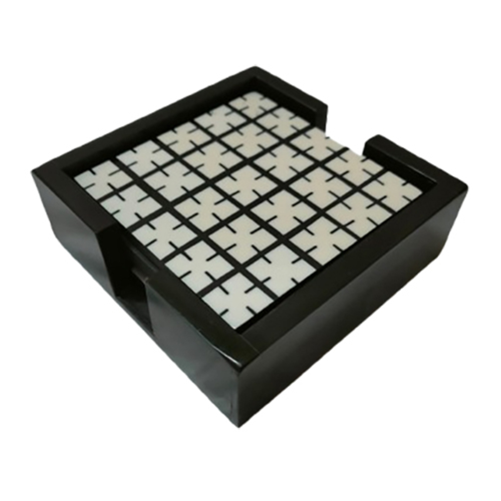 Mdf With Resin Black And White Coaster Set - Design: Modern