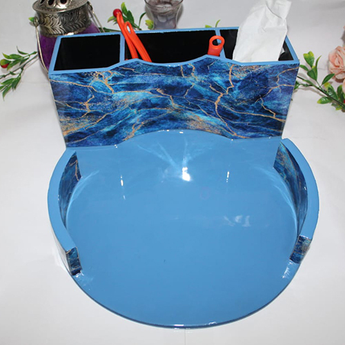 Cutlery Stand Made Of Resin And Unique Abstract Design - Color: Blue