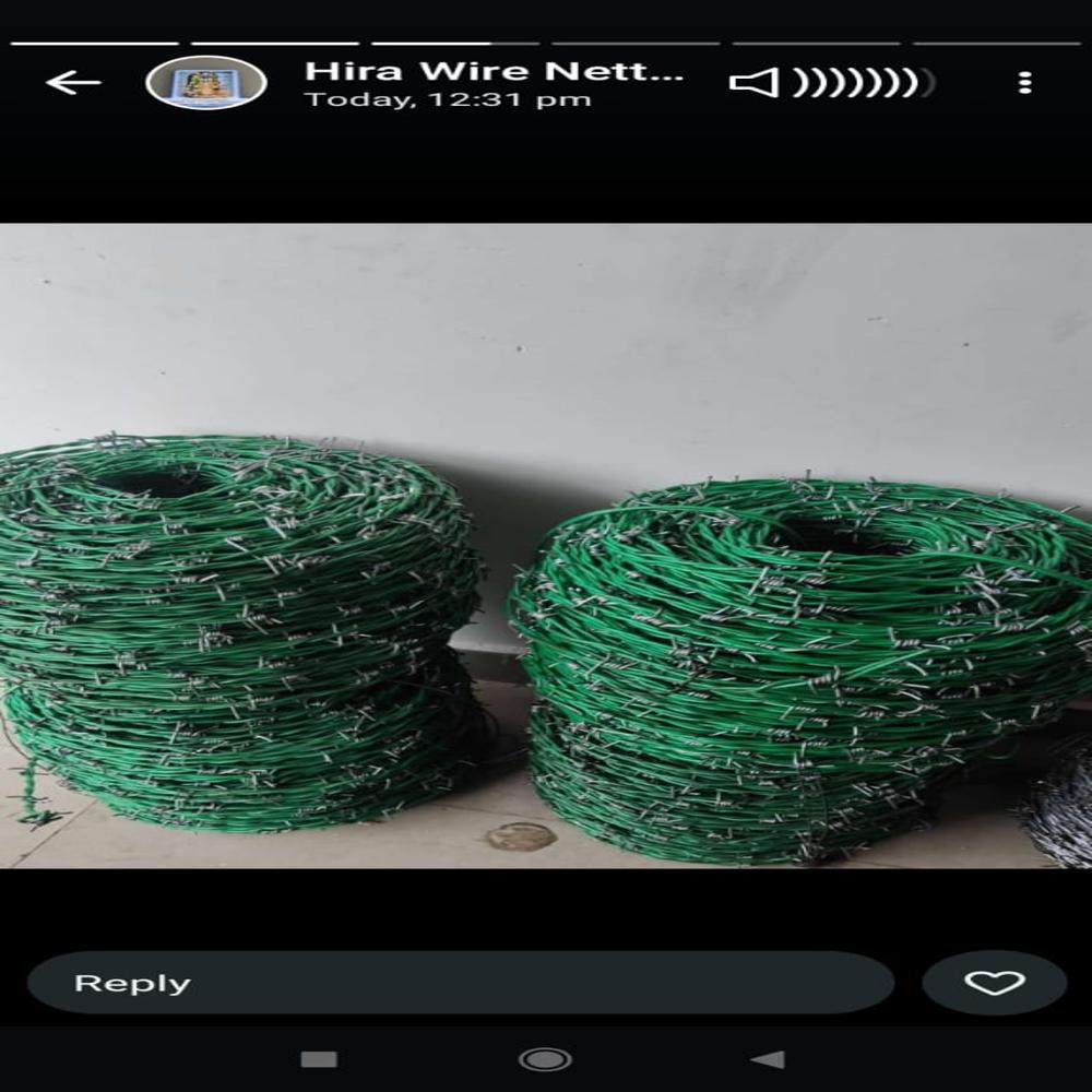 Barbed Wire - Iron Wire Mesh with Plated Finish | Green Color, Square Hole Design