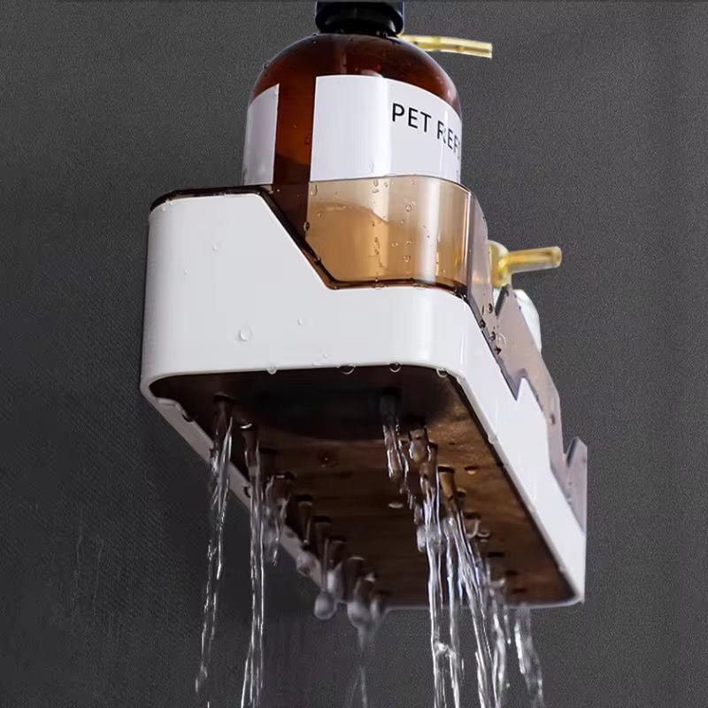 Bath Shelf Plastic Wall Shelf - Ps & Pp Materials, 6d X 24w X 10h Cm | Expandable Design, Glass Handle, Ideal For Any Room