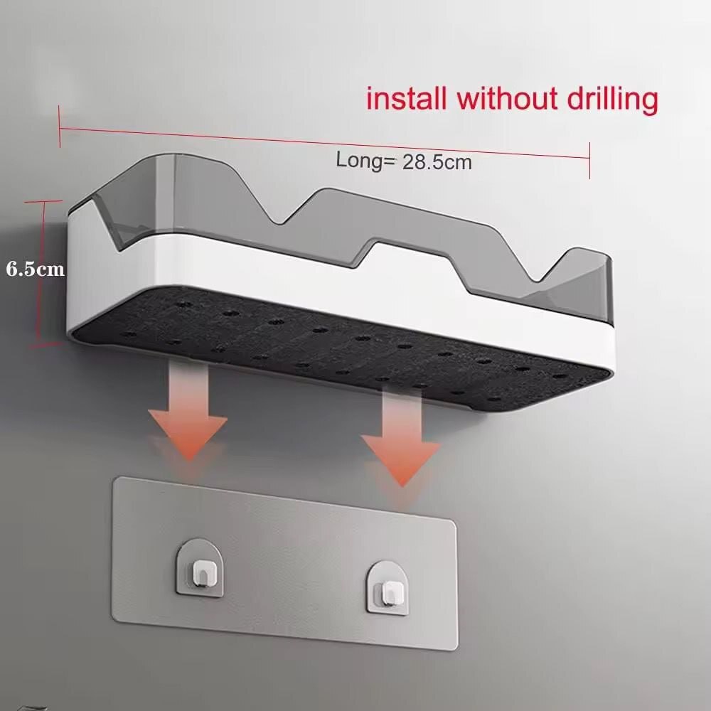 Bath Shelf Plastic Wall Shelf - Ps & Pp Materials, 6d X 24w X 10h Cm | Expandable Design, Glass Handle, Ideal For Any Room