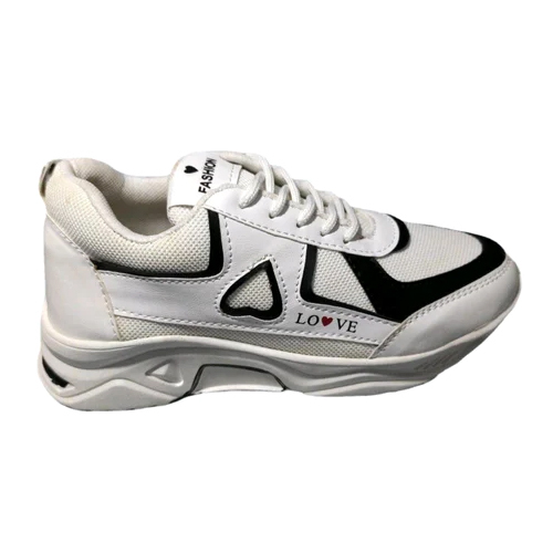 White Pvc Mesh Sports Shoes - Color: Black