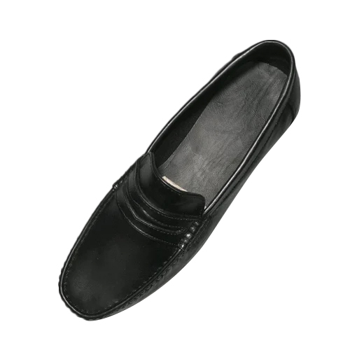 Men Black Leather Loafer Shoes - Feature: No Fade