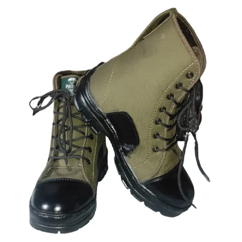 Men Leather Jungle Safety Boots - Color: Black